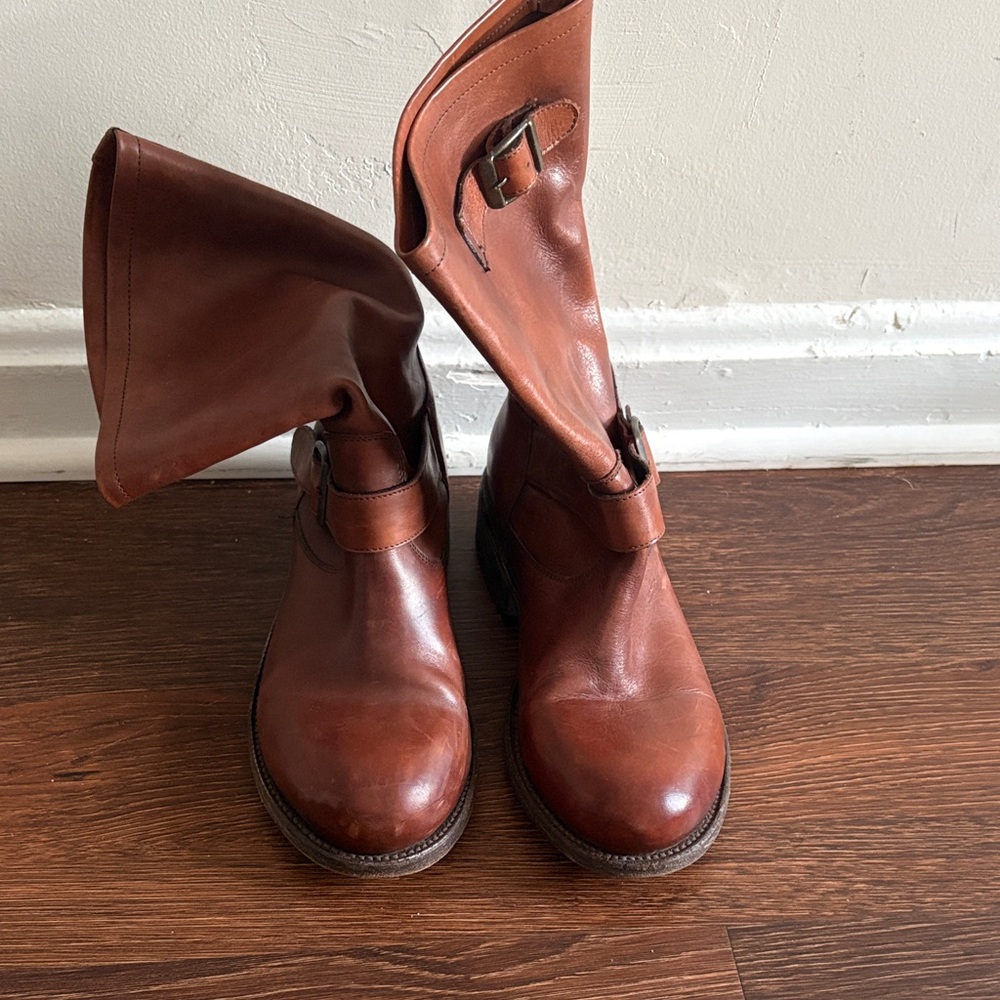 Brown Leather Boots with Buckle